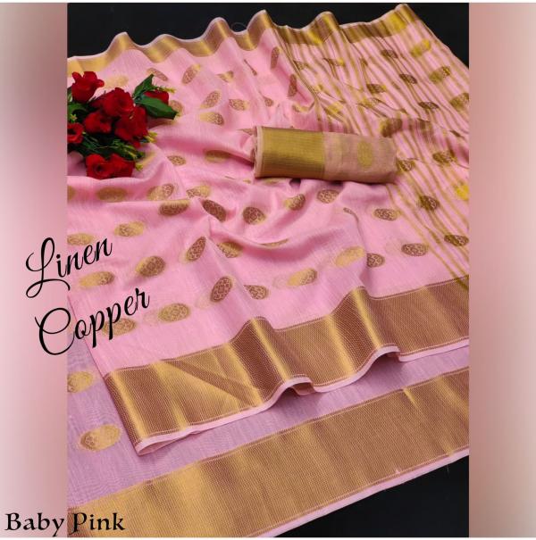 Aab Copper Linen Fancy Designer Linen Silk Saree Collection